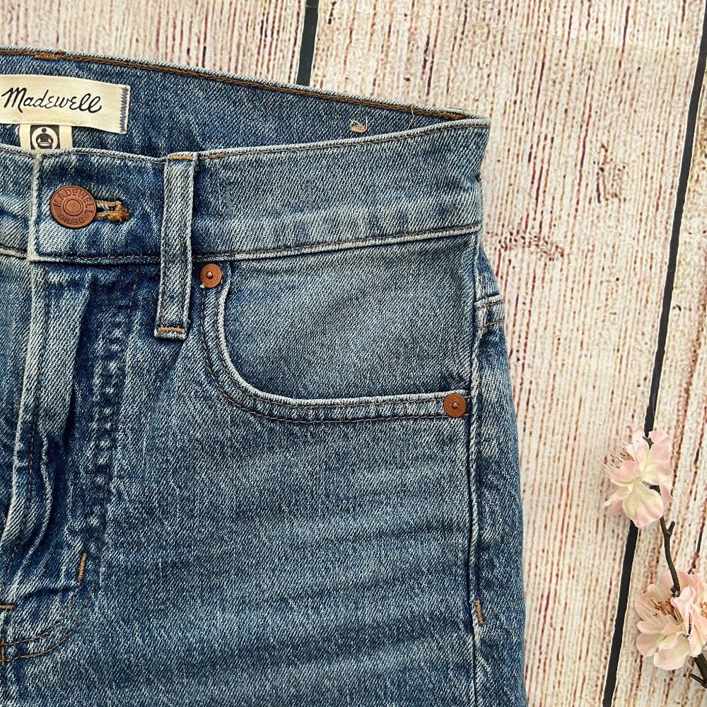 D1-- MADEWELL blue women' cut hem stretch casual perfect vintage jeans 24 - Picture 4 of 10
